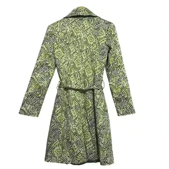 Willi Smith Jacket Size 4 Raincoat Jacket Lime Green Purple Belted Mid Length - Picture 2 of 10